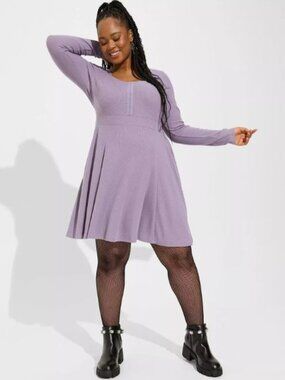 Torrid Mini Waffle Long Sleeve Skater Dress 2X